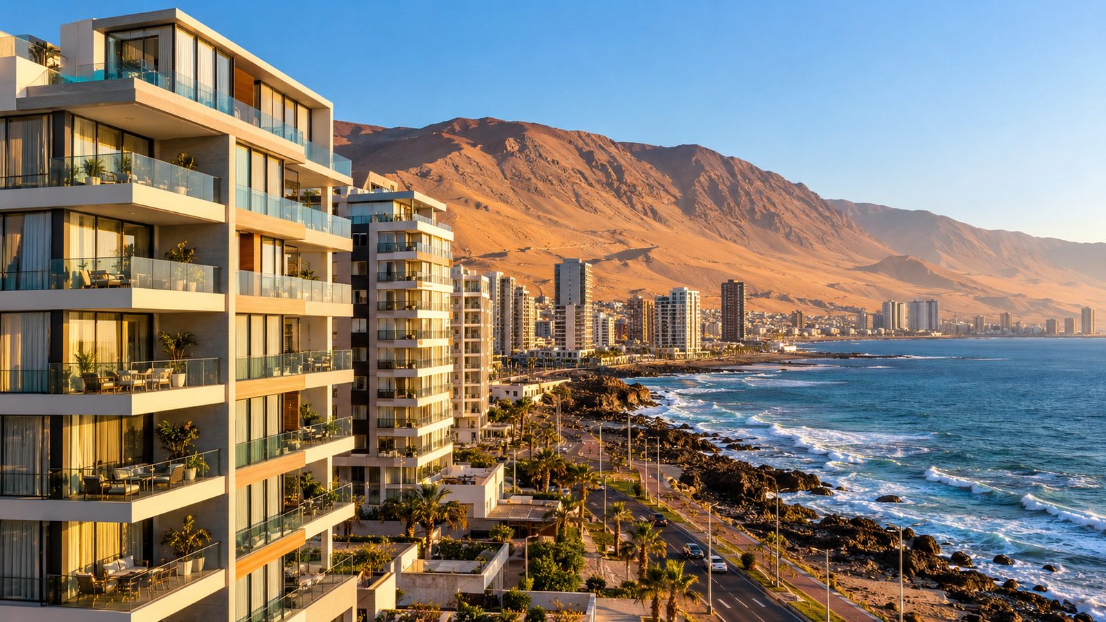 Edificio Costa Sur frente a la costa de Iquique
