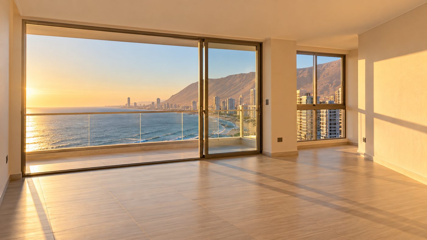 Living luminoso de un departamento listo para la venta